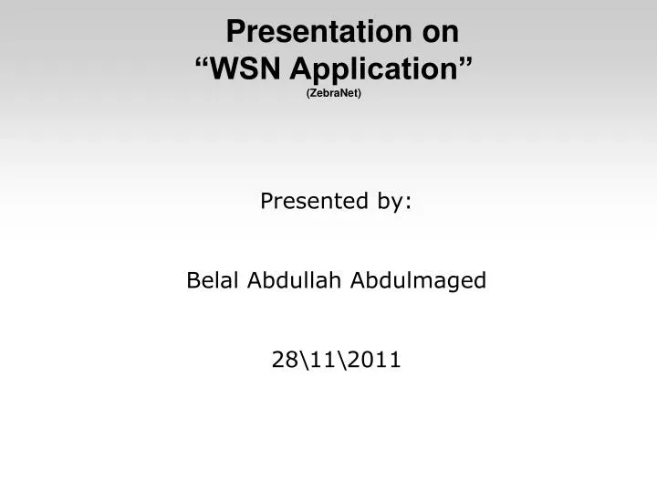presentation on wsn application zebranet