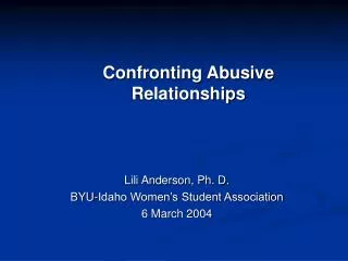 Confronting Abusive Relationships