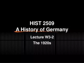 HIST 2509 A History of Germany