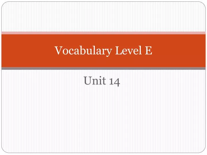 vocabulary level e