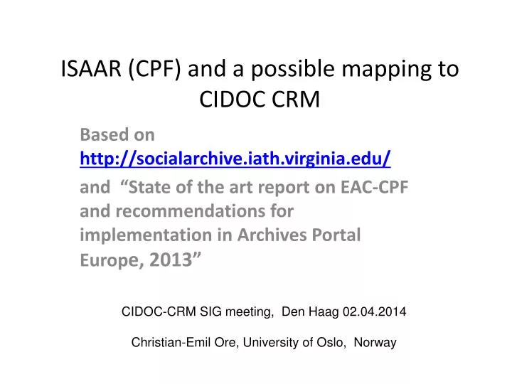 isaar cpf and a possible mapping to cidoc crm