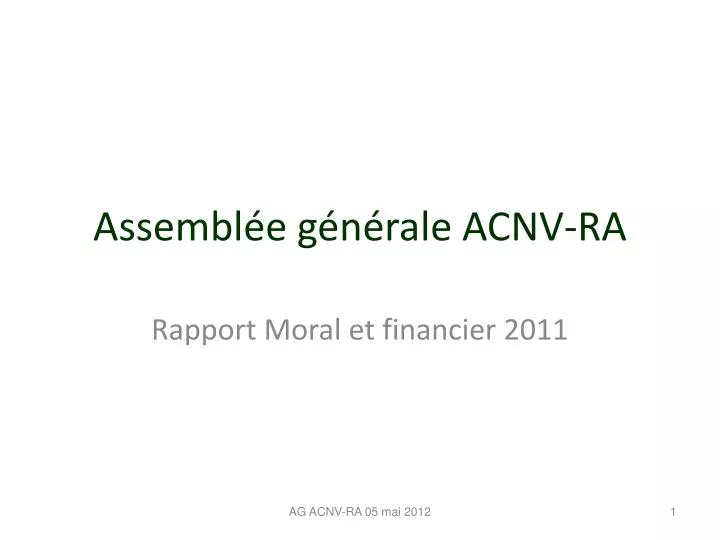 assembl e g n rale acnv ra