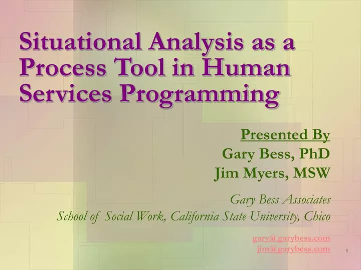 situational analysis as a process tool in human services programming