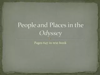 People and Places in the Odyssey