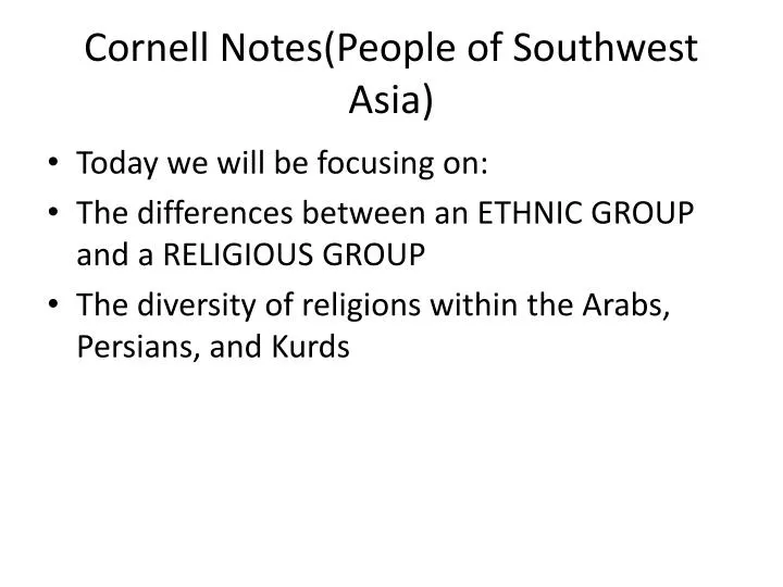 cornell notes people of southwest asia