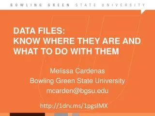 Data Files: Know Where They Are and What to Do With Them