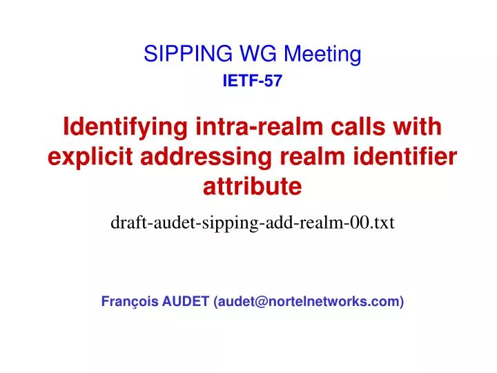 identifying intra realm calls with explicit addressing realm identifier attribute