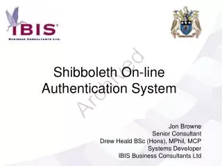 Shibboleth On-line Authentication System