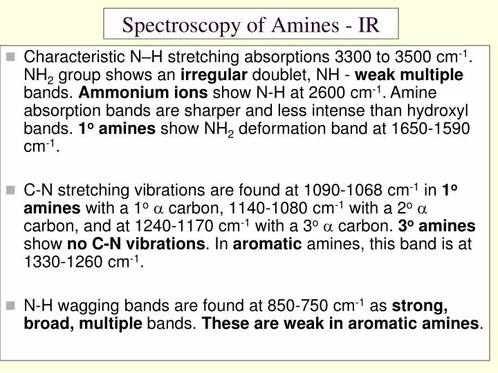 spectroscopy of amines ir