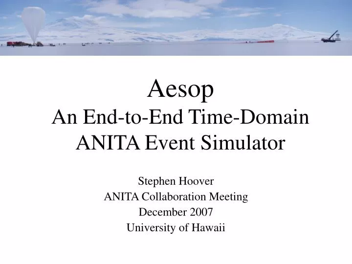 aesop an end to end time domain anita event simulator