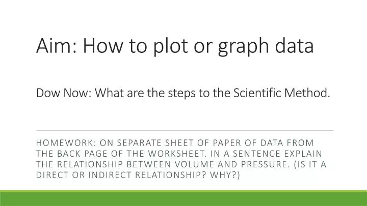 aim how to plot or graph data dow now what are the steps to the scientific method