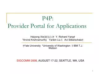 P4P : Provider Portal for Applications