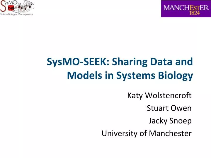 sysmo seek sharing data and models in systems biology