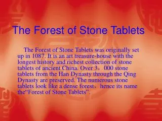 The Forest of Stone Tablets