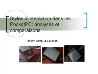 styles d interaction dans les pocketpc analyses et comparaisons
