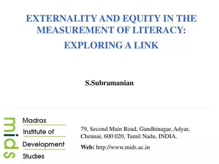 externality and equity in the measurement of literacy exploring a link
