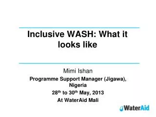 Inclusive WASH: What it looks like