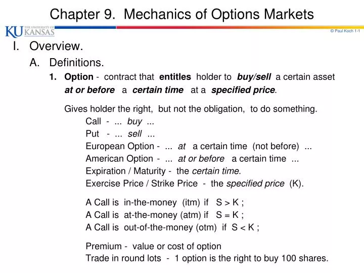 chapter 9 mechanics of options markets