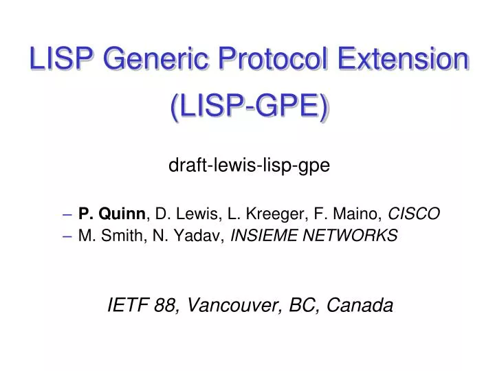 lisp generic protocol extension lisp gpe