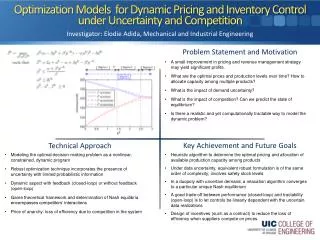 Optimization Models for Dynamic Pricing and Inventory Control under Uncertainty and Competition