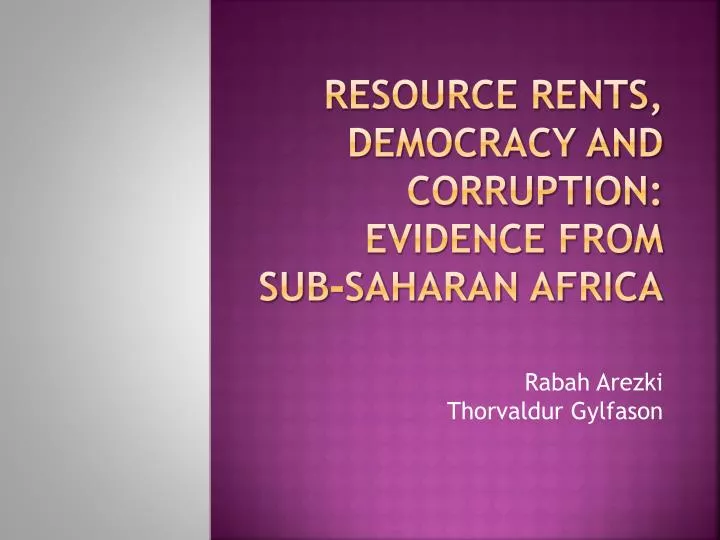 resource rents democracy and corruption evidence from sub saharan africa