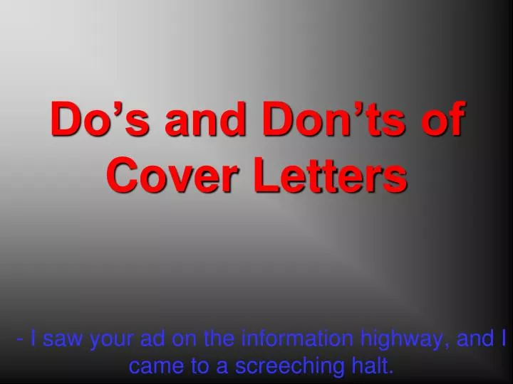 do s and don ts of cover letters