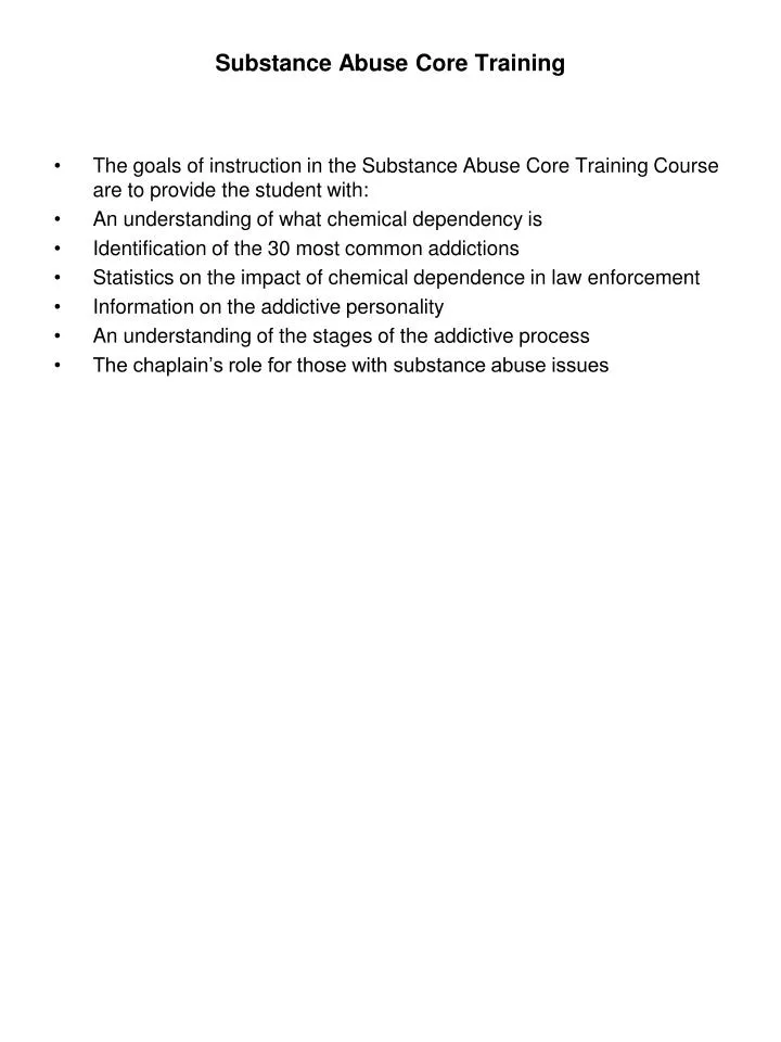 substance abuse core training