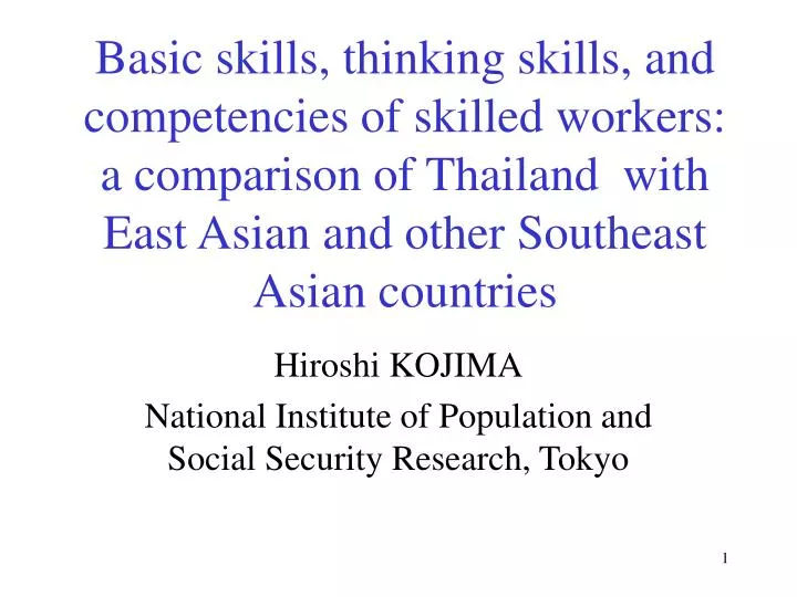 hiroshi kojima national institute of population and social security research tokyo