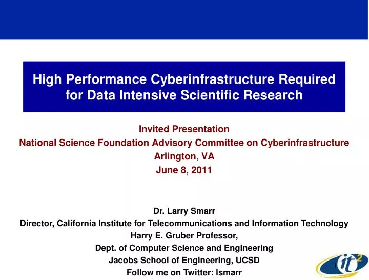 high performance cyberinfrastructure required for data intensive scientific research
