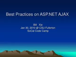 Best Practices on ASP.NET AJAX