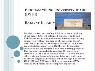 Brigham young university Idaho (BYUI) Rakiyat Ibrahim