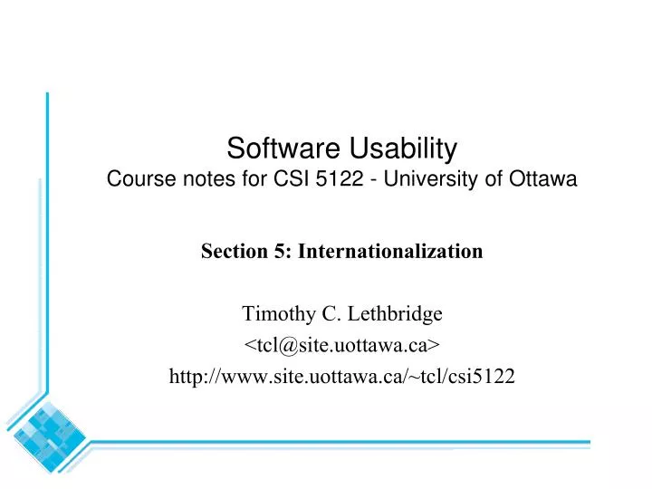 software usability course notes for csi 5122 university of ottawa