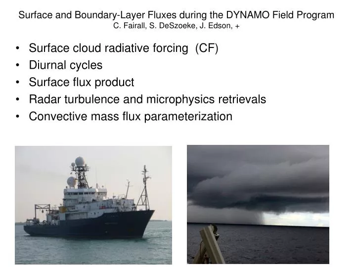 surface and boundary layer fluxes during the dynamo field program c fairall s deszoeke j edson