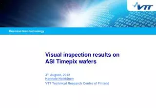 Visual inspection results on ASI Timepix wafers