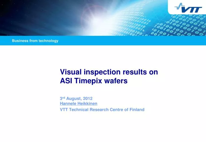 visual inspection results on asi timepix wafers