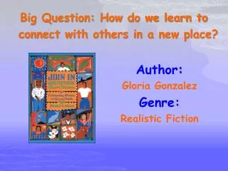Author : Gloria Gonzalez Genre: Realistic Fiction