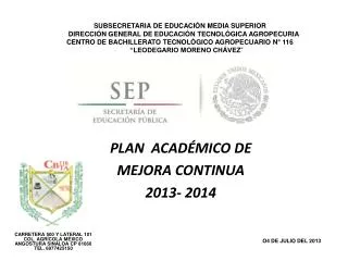 plan acad mico de mejora continua 2013 2014