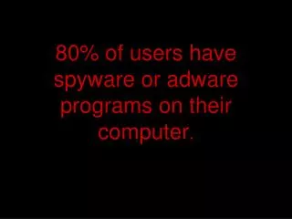 80 of users have spyware or adware programs on their computer