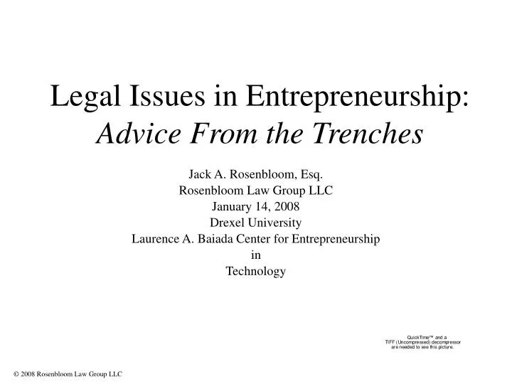legal issues in entrepreneurship advice from the trenches