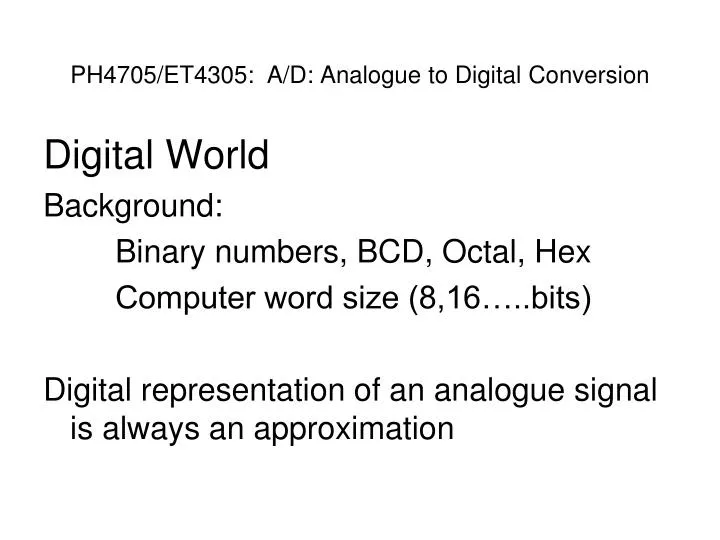 ph4705 et4305 a d analogue to digital conversion