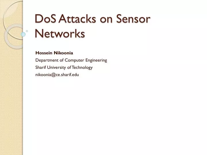 dos attacks on sensor networks