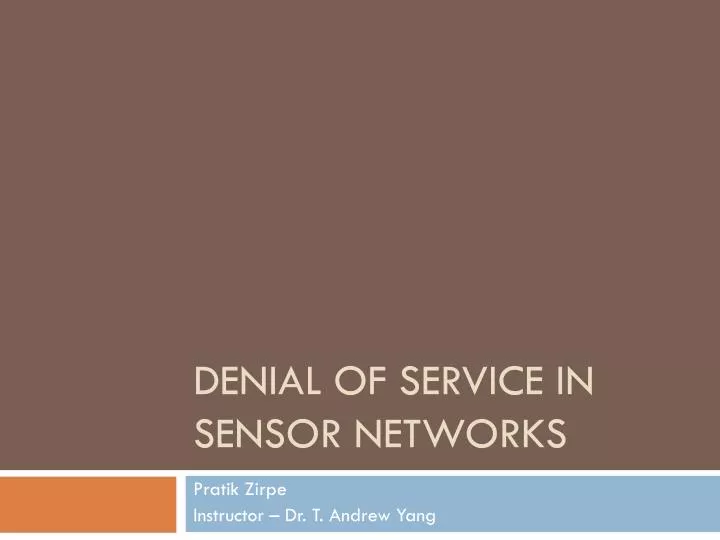 denial of service in sensor networks