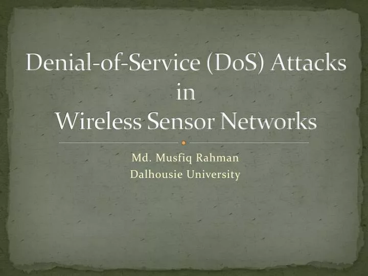denial of service dos attacks in wireless sensor networks