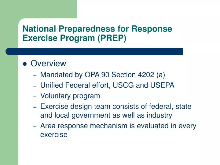 national preparedness for response exercise program prep