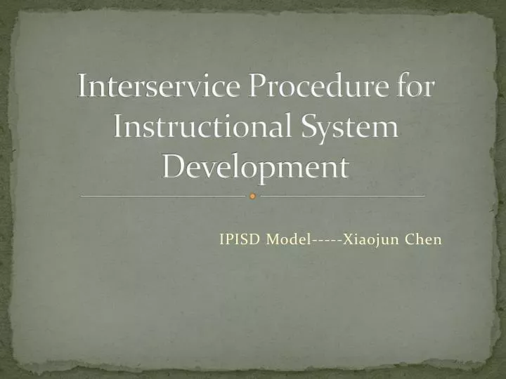 interservice procedure for instructional system development