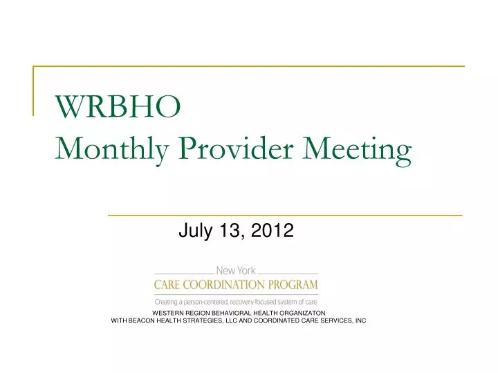 wrbho monthly provider meeting