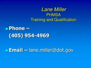 Lane Miller PHMSA Training and Qualification