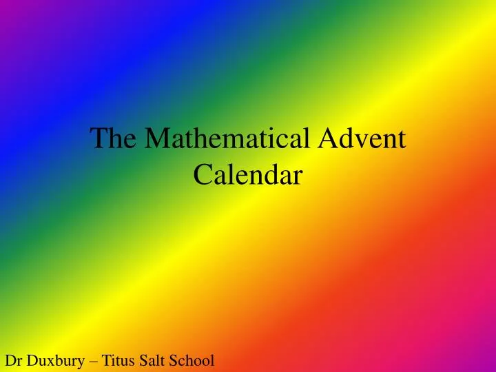 the mathematical advent calendar