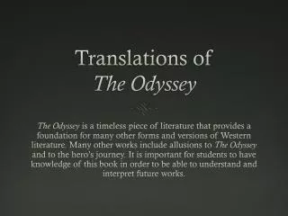 Translations of The Odyssey