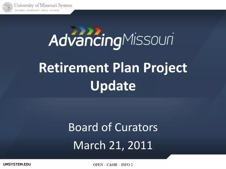 retirement plan project update